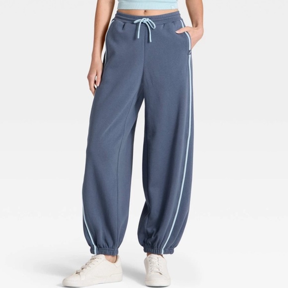 JoyLab Pants - JoyLab Navy Joggers with Light Blue Stripes